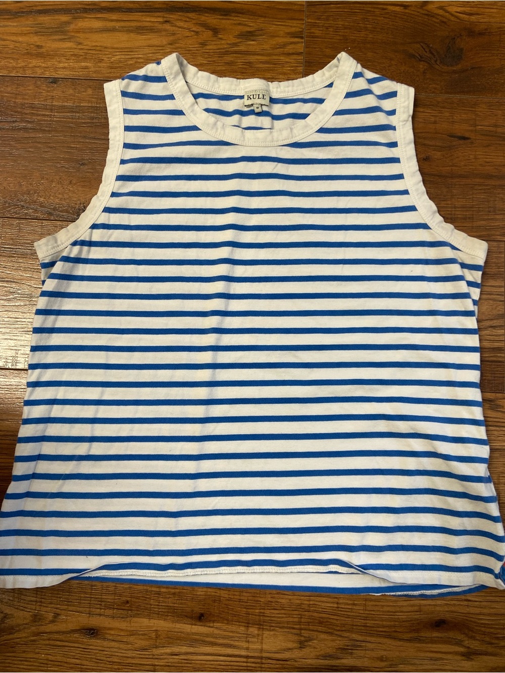 KULE Blue & White Striped Sleeveless Tank top Sz Medium
